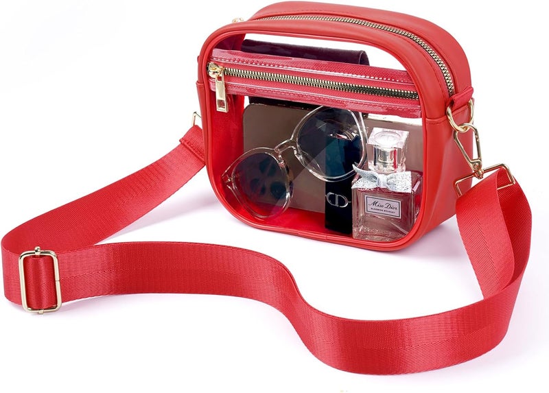 Fibrdoo Clear Bag Stadium Approved, Leather Clear Crossbody Purse Bag for Concerts Sports Events Festivals - Image 1